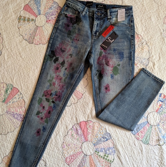 Earl Jeans Denim - Earl Jean Painted Floral Skinny Ankle Jean